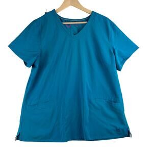 Urbane Performance Scrub Top Women's XL Teal Blue V Neck Medical Uniform Nurse